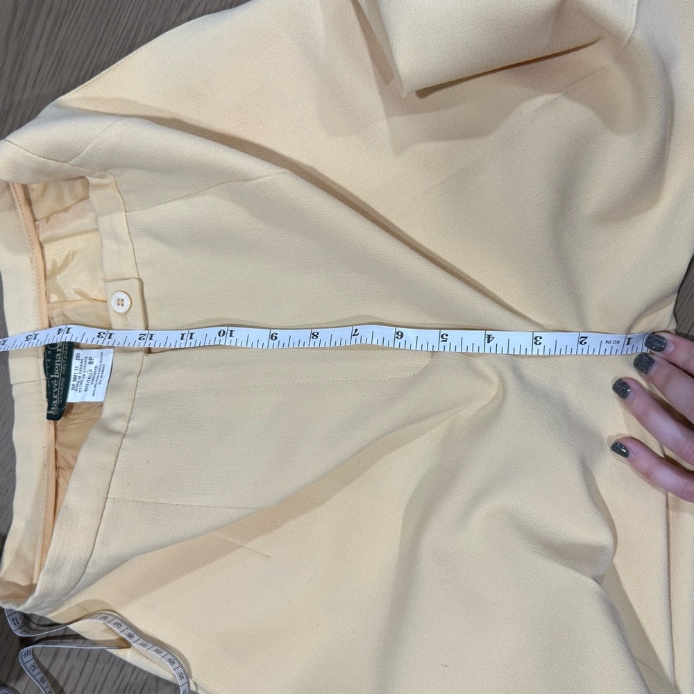 Harvé Benard Petites 8P Pale Yellow Lined Trousers High Waist  Career Pant - Picture 16 of 16